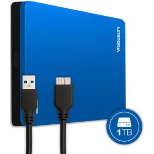 VisiQuality Externe Harde Schijf 1 TB - Draagbare Harde Schijf USB 3.0 - Voor Windows & Mac - Compact - Met handleiding - Blauw