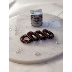 C-line Haarelastiekjes Spiraal Bruin - Loopz - Elastiekjes - Inclusief Doosje - Telefoonkabel - Invisible - Sterk - Ponytail - Updo