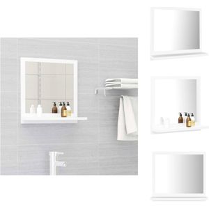 vidaXL Wandspiegel - Wit - 40 x 10.5 x 37 cm - Bewerkt hout en acryl - Badkamerkast