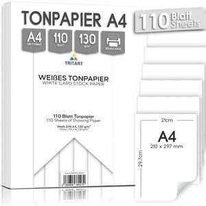 Tritart wit papier A4 130 g/m² - 110 vellen stevig A4 papier - Tekenpapier om te knutselen - Karton fotopapier in wit - Knutselpapier of printpapier