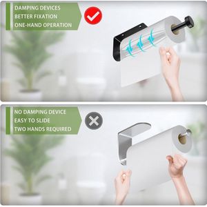2 stuks keukenrolhouders zonder boren, keukenpapierhouders met dempingseffect, keukenrolhouder, zelfklevende papierrolhouder, zewarrolhouder, keukenaccessoires voor keukenrollen, aluminiumfolie