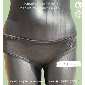 green-goose Bamboe Dames Slip | Set van 2 | Zwart, L | Met Gestikt Voetjes Logo | Duurzaam, Ademend en Heerlijk Zacht