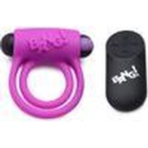 XR Brands Silicone Cockring and Bullet with Remote Control purple