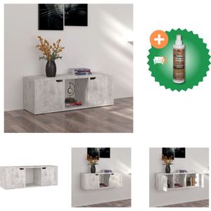 vidaXL Tv-meubel 88-5x27-5x30-5 cm spaanplaat betongrijs - Kast - Inclusief Houtreiniger en verfrisser