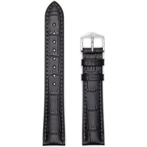 Hirsch horlogeband -  Duke Zwart - Leer - 24mm
