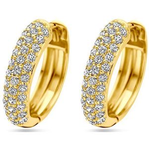 Zilver Verguld (Geel) Klapoorringen Zirkonia 15,5 Mm 1 Micron 2103796
