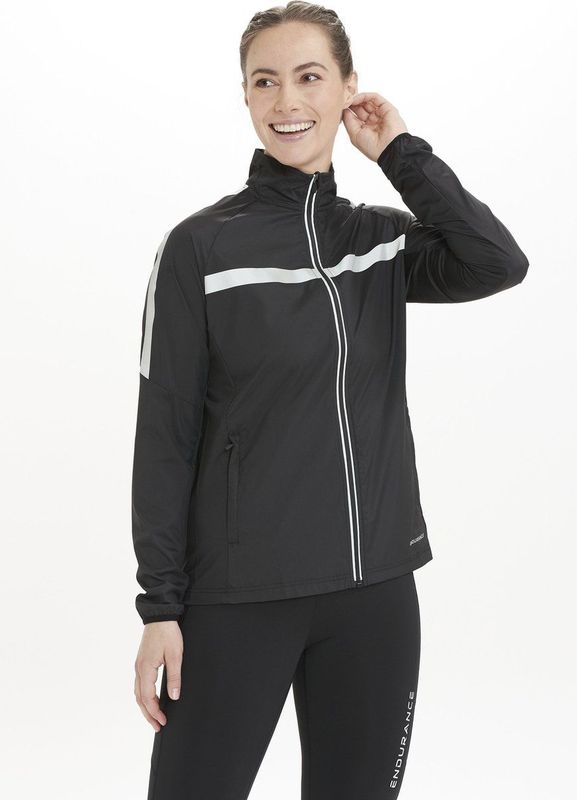 ENDURANCE - Ginar - Sportjas - Zwart/Wit - Trainingsjas - Met Hoge Stormkraag