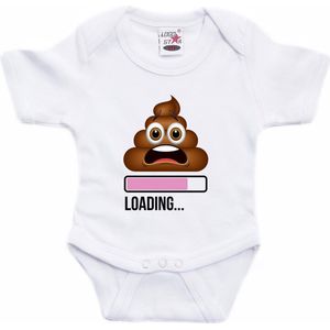 Bellatio Decorations baby rompertje - Loading Poop - wit/roze - babyshower/kraamcadeau 68