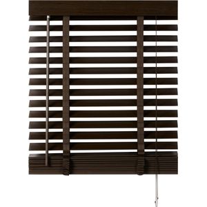 Houten Jaloezie Bruin - 60x130 cm (BxH) - Raamdecoratie - Lamelbreedte 50 mm - inc. Bedieningskoord en Draaistang - Eenvoudig op maat maken en monteren