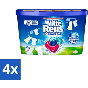 Witte Reus - Wasmiddel - Power Caps 3+1 - 14 Capsules - Voordeelverpakking - 4 stuks