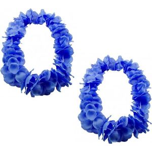 Set van 3x stuks hawaii kransen bloemen slingers neon blauw - Verkleed accessoires