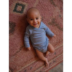 Wollen Overslagromper lange mouw – Merinowol - Blue Fog 44