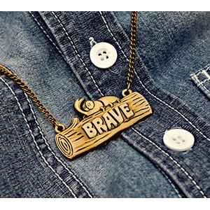 FILTER017 BRAVE METAL KEYCHAIN / ketting - Brave Embleem in Brons - Mannen hanger brons kleurig