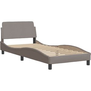 vidaXL - Bedframe - met - hoofdeinde - zonder - matras - 90x190 - cm - stof - taupe