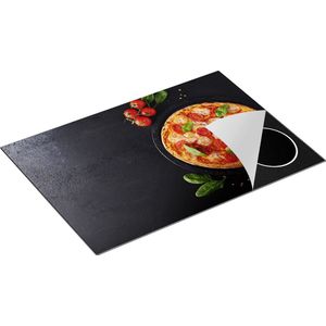 Chefcare Inductie Beschermer Mozzarella Pizza op een Marmeren Plaat - 75x50 cm - Afdekplaat Inductie - Kookplaat Beschermer - Inductie Mat