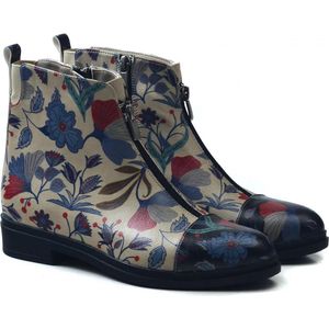 GOBY - Flowers - Enkellaarsjes - Damesboots - Laarzen - Hoge kwaliteit - Handmade - Maat 41