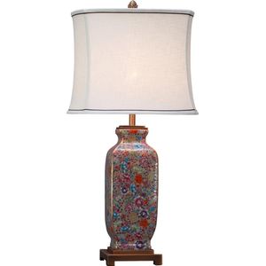 Fine Asianliving Oosterse Tafellamp Porselein Multicolor met Kap