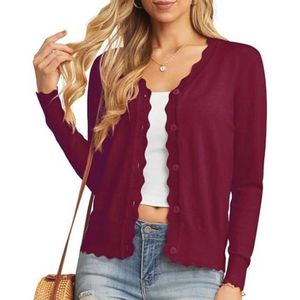 Dames Gebreid Vest met Lange Mouwen en V-hals, Lichtgewicht Knoopsluiting voor Jurken