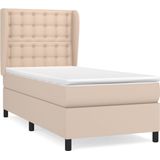 vidaXL - Boxspring - met - matras - kunstleer - cappuccinokleurig - 90x190 - cm