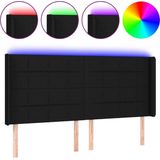 vidaXL - Hoofdbord - LED - 183x16x118/128 - cm - stof - zwart