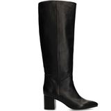 Manfield - Hoge Laarzen - Zwart - Leren - Brede Schacht