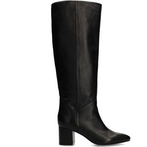 Manfield - Hoge Laarzen - Zwart - Leren - Brede Schacht