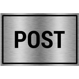 Post bord - brushed aluminium materiaal - grijs zwart - 18 x 12 cm