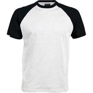 Kariban Herenshirt met korte mouwen Baseball T-Shirt (Wit/zwart)
