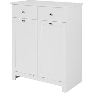 Simpletrade Badkamerkast - Dressoir - Wasmand - 2 lades - Hout - 78x90x38 cm