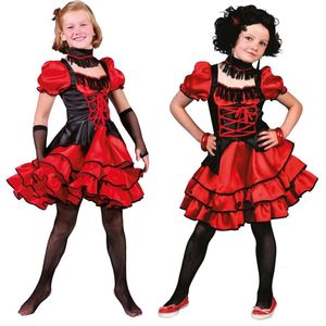 Verkleedpak saloon girl jurk rood meisje French Can Can Rosalie 128 - Carnavalskleding