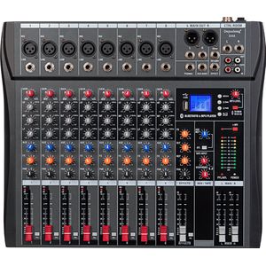 DA8 Mengconsole, professioneel, 8-kanaals, stereogeluid, Bluetooth-USB-opname, computerweergave, fantoomvoeding, USB, digitale audio-mixer-versterker