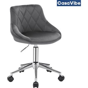 CasaVibe Salon Stoel - Behandelstoel - Kruk met wielen - Werkstoel - Kapper stoel - Donker Grijs
