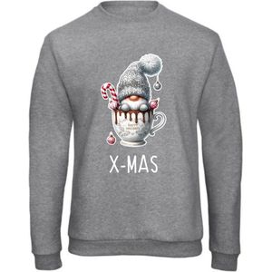Dames kersttrui Gnoom grijs- Grijze sweater maat S- foute kersttrui