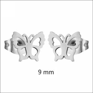 Aramat jewels ® - Zweerknopjes vlinder oorbellen zilverkleurig chirurgisch staal 9mm