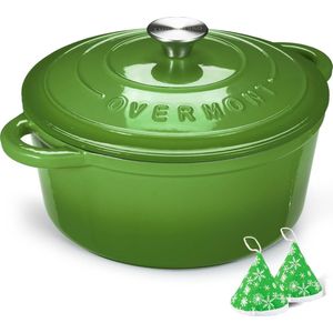Braadpan van emaille gietijzer - geschikt voor oven - 1 stuk - groen - 28 cm