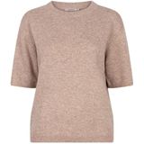 EsQualo - Trui - Taupe - Dames - Korte Mouwen - Ronde Hals