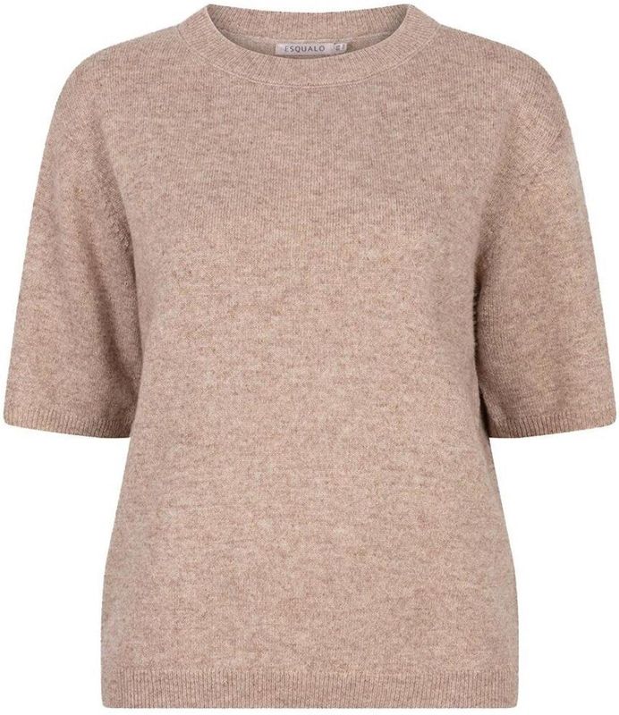 EsQualo - Trui - Taupe - Dames - Korte Mouwen - Ronde Hals