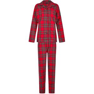 Happy Shorts Dames Kerst Pyjama Set Shirt + Broek Rood Geruit Flanel - Maat S