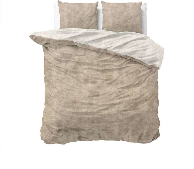Sleeptime Flanel Twin Washed Cotton Dekbedovertrekset - Tweepersoons - 200 x 200/220 + 2 kussenslopen 60x70 - Taupe