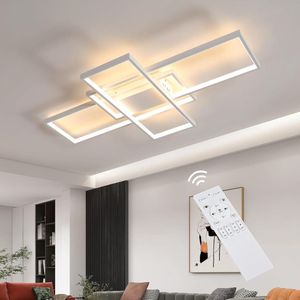 Delaveek-Moderne Rechthoek LED Plafondlamp-75W 8435lm- Wit- 90cm- Traploos Dimbaar met Afstandsbediening