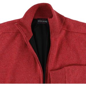 Osborne Knitwear Windstopper cardigan - Lamswol - Rouge - Zwarte voering - L
