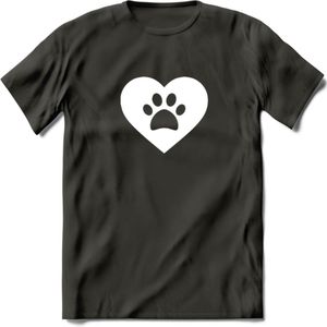 Cat Love Paw - Katten T-Shirt Kleding Cadeau | Dames - Heren - Unisex | Kat / Dieren shirt | Grappig Verjaardag kado | Tshirt Met Print | - Donker Grijs - L
