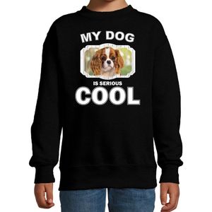 Charles spaniel honden trui / sweater my dog is serious cool zwart - kinderen - Cavalier king charles-spaniels liefhebber cadeau sweaters - kinderkleding / kleding 122/128