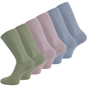 6 paar Katoenen damessokken - Naadloze sokken - Groen/Lila/Blauw - Maat 35-38