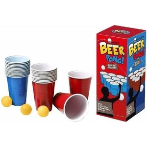 Beer Pong set met red en blue cups - herbruikbare bekers
