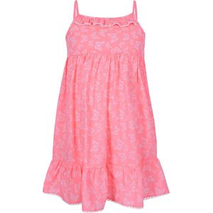 Oranje en neon meisjesjurk met vlinders