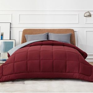 Dekbed, 240 x 220 cm, omkeerbaar dekbed voor het hele jaar, Oeko-Tex-gecertificeerd, 300 g/m², 240 x 220 cm, 4 seizoenen, rood, zachte warme slaapdeken voor mensen met een allergie