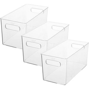Set van 3x stuks 5five badkamer opslagbox voor make-up flesjes - kunststof - 31 x 15 cm - nagellak box - make-up box - organizer