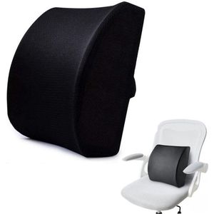 Ergonomisch rugkussen - 32 x 34 cm - Traagschuim - Auto- en bureaustoelen - Orthopedisch rugkussen - Lendensteun - Rugsteun - Onderrugsteun - Lendenkussen - Zwart