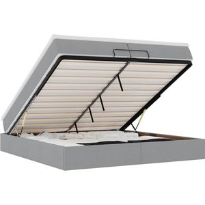 vidaXL - Bedframe - met - matrassen - 200x200cm - stof - lichtgrijs